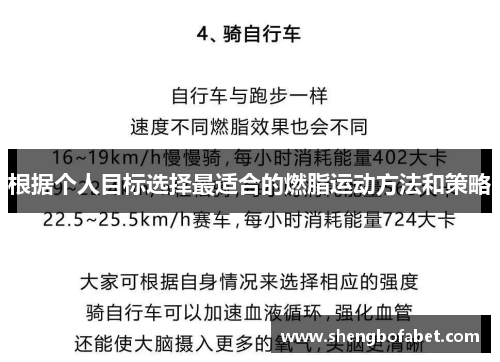根据个人目标选择最适合的燃脂运动方法和策略